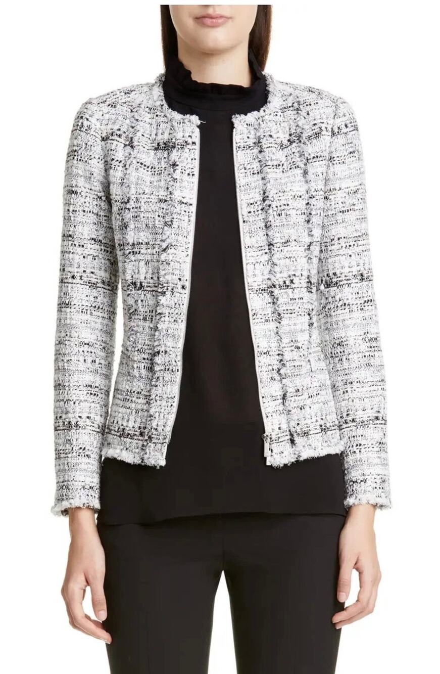 Lafayette 148 Noelle Tweed Boucle Peplum Jacket - Size 6